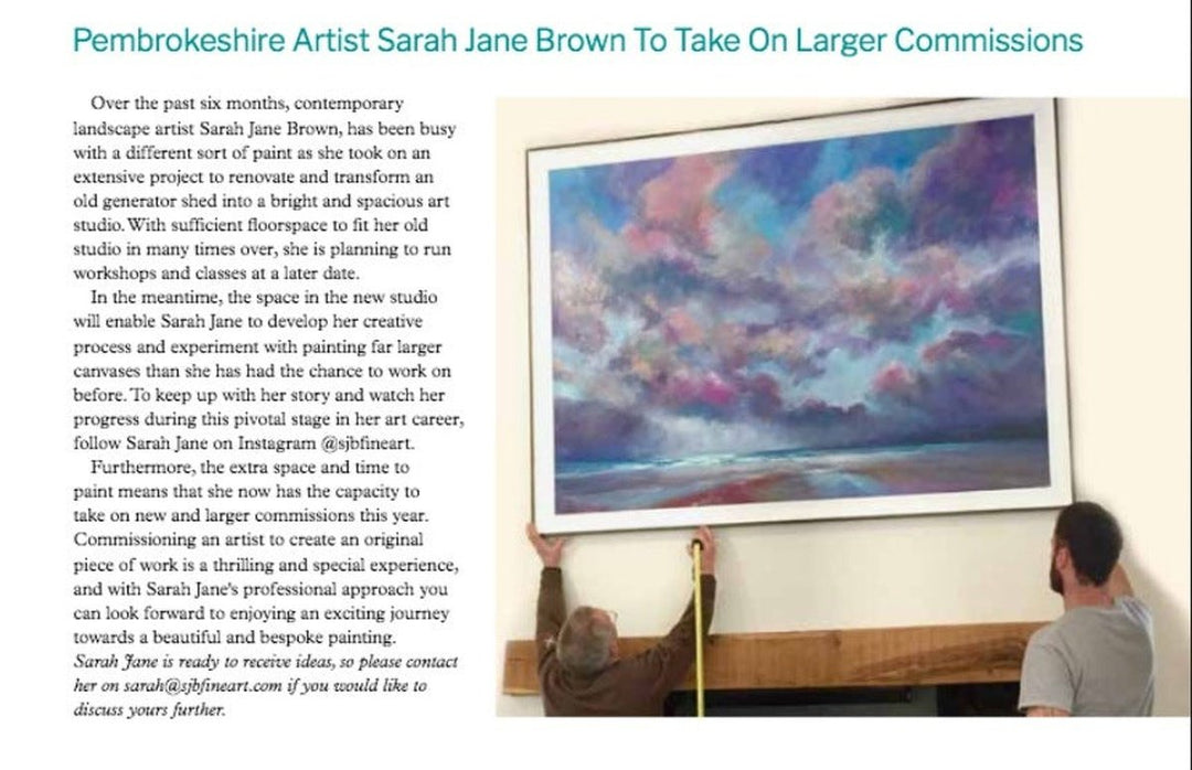 “Pembrokeshire Artist Sarah Jane Brown to take on larger commissions”