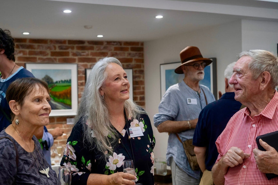 Sarah and guests at the opening of her exhibition - Skylark Horizons