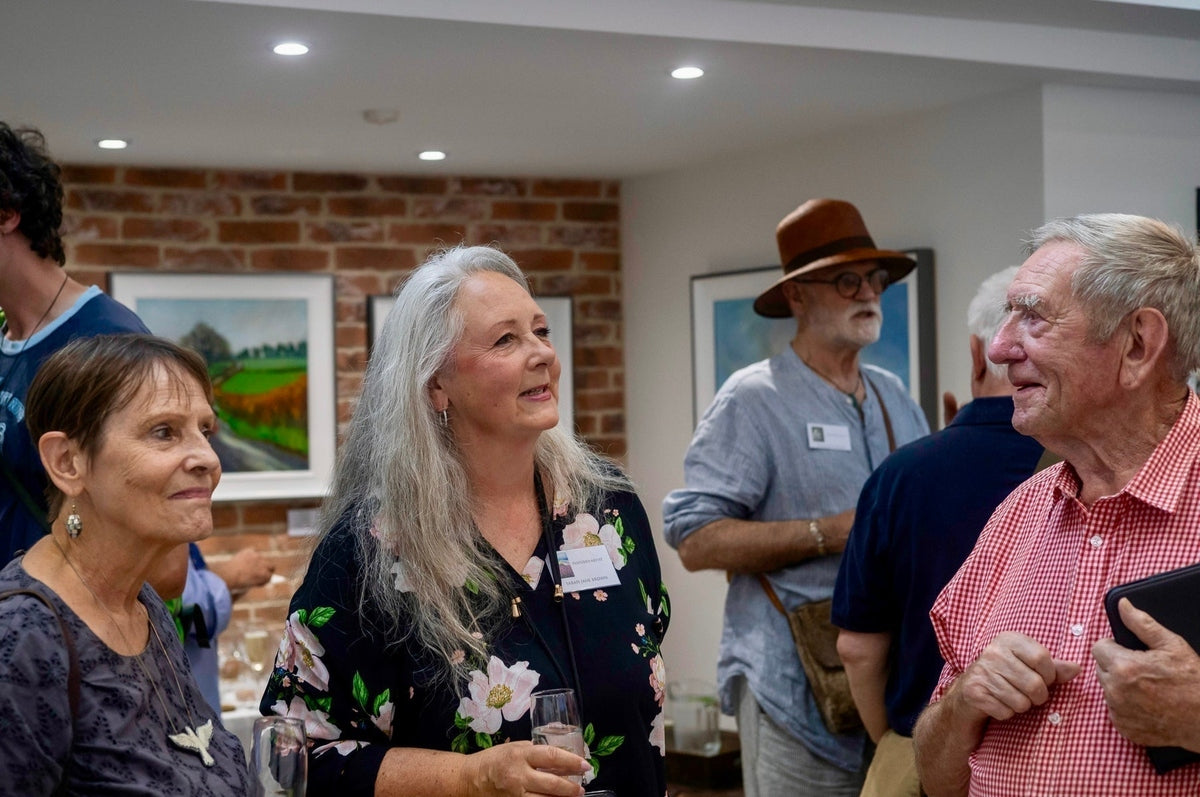 Sarah and guests at the opening of her exhibition - Skylark Horizons