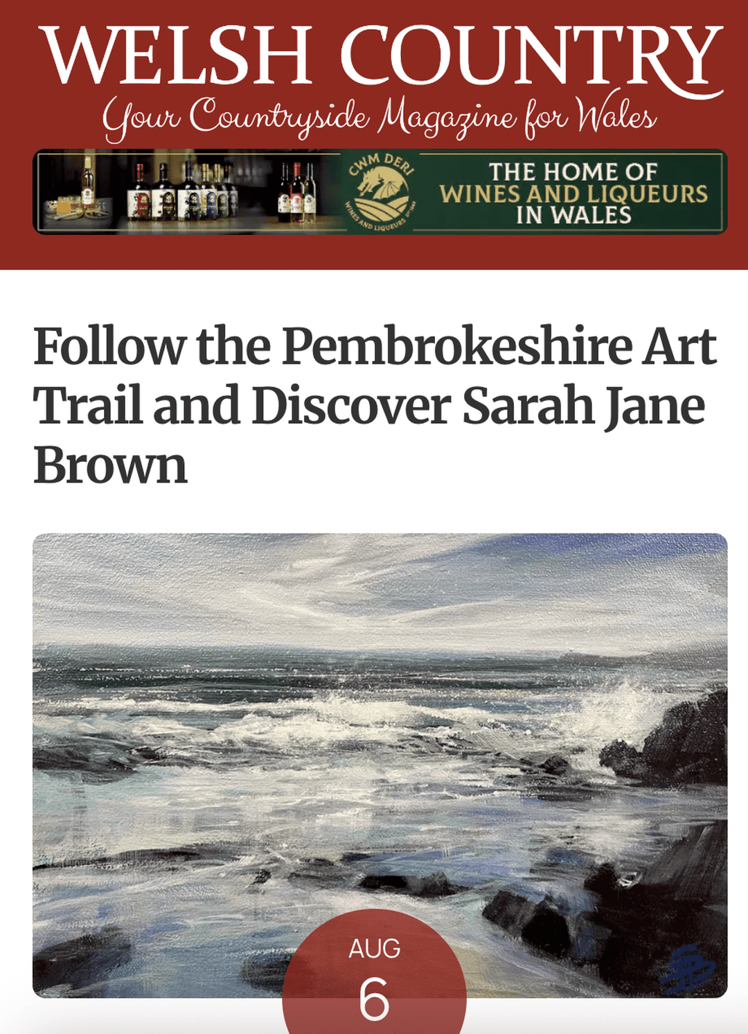 Featured in Welsh County Magazine: "Follow the Pembrokeshire Art Trail..."