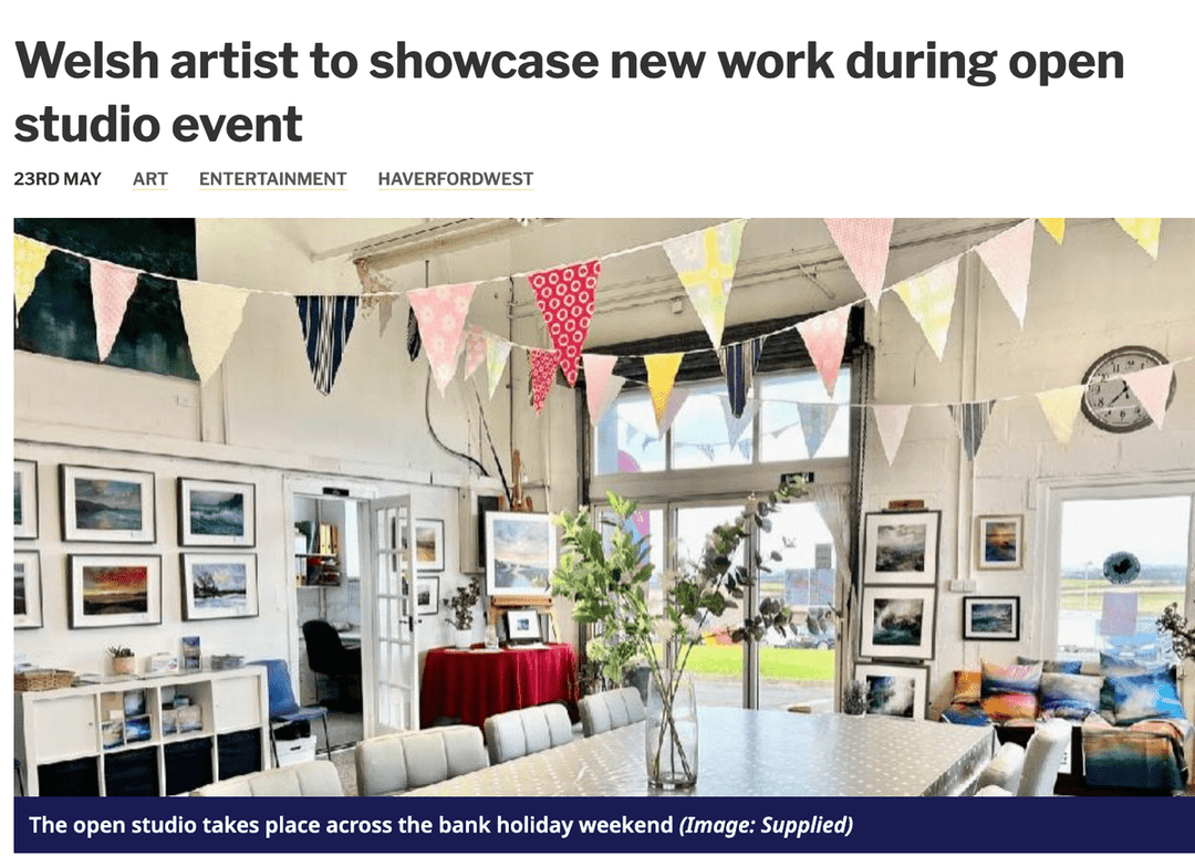 Featured in the Western Telegraph: Welsh artist to showcase new work during open studio event