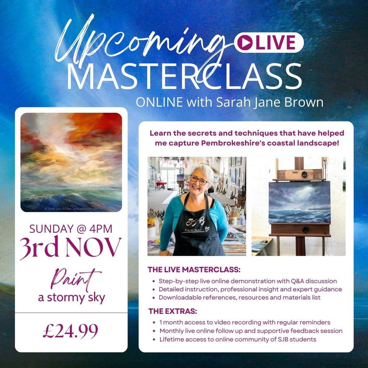 Live Online Masterclass 3rd November! Paint a stormy sky