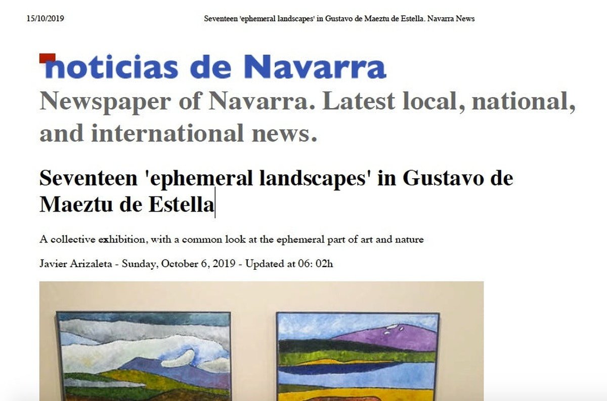 'Ephemeral Landscapes Exhibition' featured in Navarra's local newspaper